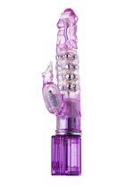 Фиолетовый хай-тек вибратор High-Tech fantasy с бусинами и отростком - 27,2 см, цвет фиолетовый - Toyfa