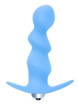 Голубая фигурная анальная вибропробка Spiral Anal Plug - 12 см., цвет голубой - Lola Toys