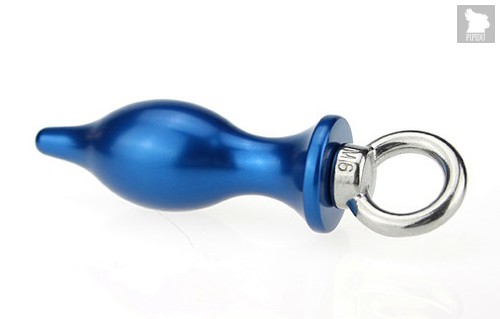 Синяя металлическая анальная пробка с кольцом - 7 см, цвет синий - 4sexdreaM