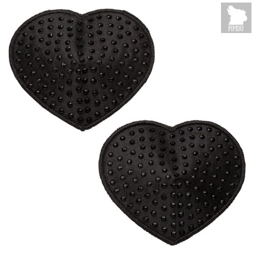 Черные пэстисы в форме сердечек Heart Pasties, цвет черный - California Exotic Novelties