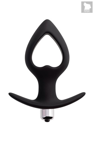 Черная вибровтулка с полой серединой в виде сердечка Cordis M - 14 см., цвет черный - Toyfa