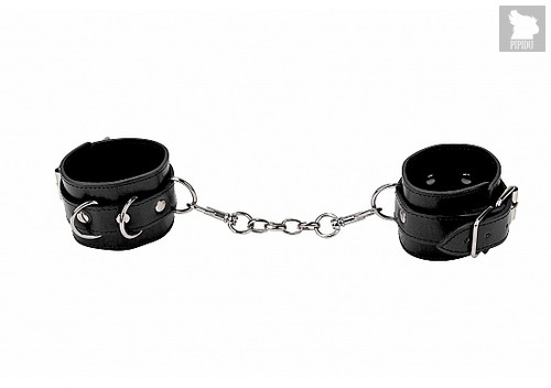 Черные кожаные наручники с заклепками, цвет черный - Shots Media