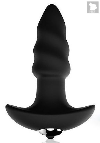 Черная спиралевидная вибропробка с широким основанием, цвет черный - Bioritm