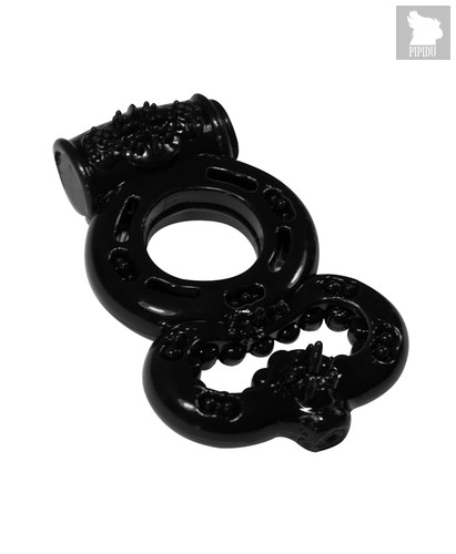 Чёрное эрекционное кольцо Rings Treadle с подхватом, цвет черный - Lola Toys