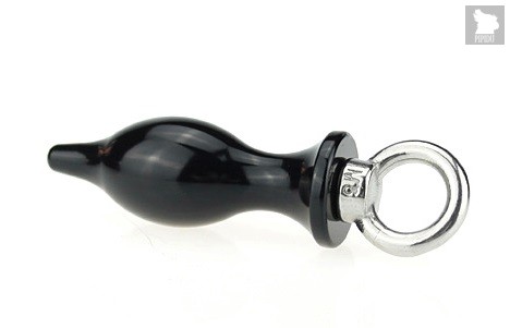 Чёрная металлическая анальная пробка с кольцом - 7 см, цвет черный - 4sexdreaM