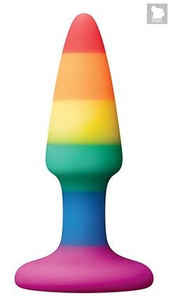 Разноцветная анальная втулка RAINBOW ANAL PLUG MINI - 9 см., цвет разноцветный - Dream toys
