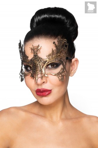 Золотистая карнавальная маска "Селена", цвет золотой - МиФ