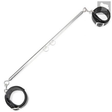 Регулируемая распорка со съемными наручниками, цвет серебряный/черный - Lux Fetish