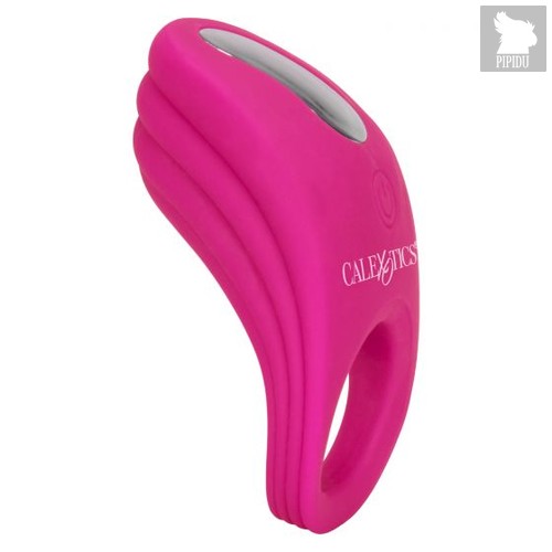 Розовое эрекционное виброкольцо с пультом Silicone Remote Pleasure Ring, цвет розовый - California Exotic Novelties