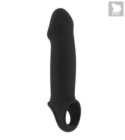 Чёрная насадка с подхватом Stretchy Penis Extension No.33, цвет черный - Shots Media