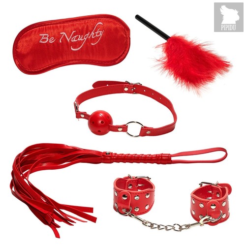 Эротический набор БДСМ из 5 предметов в красном цвете, цвет красный - МиФ