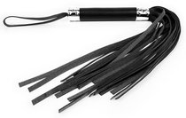 Черная многохвостая плеть с круглой ручкой - 44 см., цвет черный - Bioritm