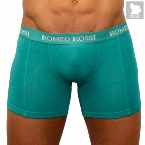 Трусы мужские боксеры удлиненные зеленая бирюза, цвет зеленый - Romeo Rossi