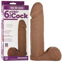 Насадка к трусикам Vac-U-Lock - 6" UR3 - Cock 15 см, цвет мулат - Doc Johnson