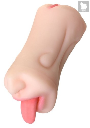 Телесный двусторонний мастурбатор Fruity Tongue - ротик и вагина, цвет телесный - Toyfa