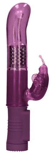 Фиолетовый вибратор-кролик Rotating Butterfly - 22,8 см., цвет фиолетовый - Shots Media