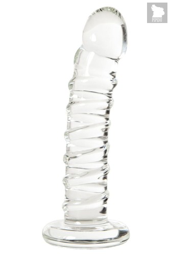 Фаллос со спиралевидным рельефом из прозрачного стекла - 14 см, цвет прозрачный - Sexus