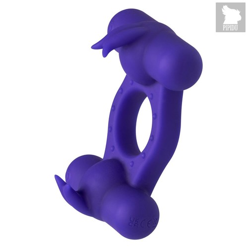 Фиолетовое эрекционное виброкольцо с двумя моторами Silicone Rechargeable Triple Orgasm Enhancer, цвет фиолетовый - California Exotic Novelties