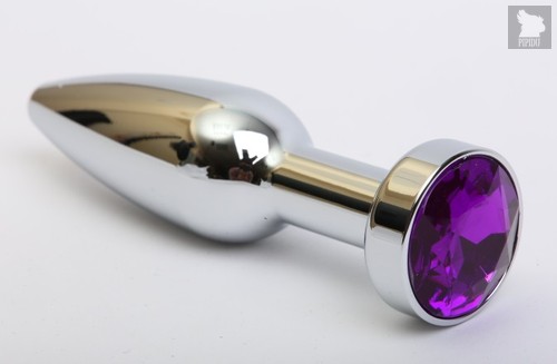 Удлинённая серебристая пробка с фиолетовым кристаллом - 11,2 см - 4sexdreaM