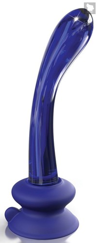 Синий стеклянный стимулятор Icicles №89 с силиконовой присоской - 18 см., цвет синий - Pipedream