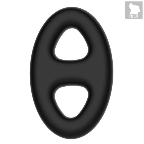 Чёрное эрекционное кольцо с петлёй для мошонки, цвет черный - Baile