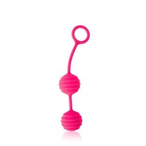 Розовые вагинальные шарики с ребрышками Cosmo, цвет розовый - Bior toys