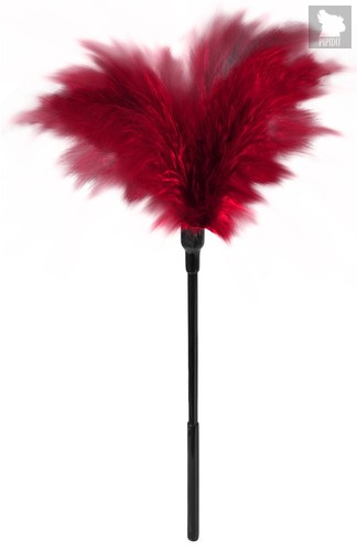 Пластиковая метелочка с красными пёрышками Small Feather Tickler - 32 см, цвет красный - Blush Novelties
