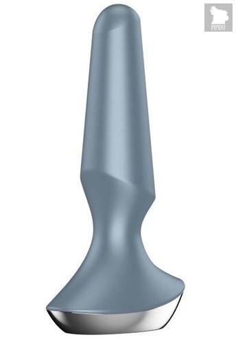 Серая анальная пробка с вибрацией Satisfyer Plug-ilicious 2 - 14 см., цвет серый - Satisfyer