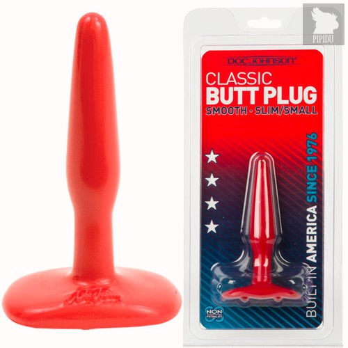 Анальная пробка Butt Plugs Smooth Classic Slim/Small - 10,5 см, цвет красный - Doc Johnson