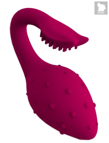 Малиновый вибратор-клубничка с хвостиком - 9,6 см., цвет малиновый - Iyiqu