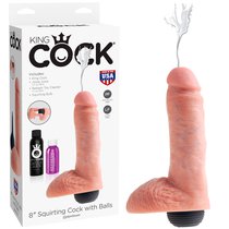 Реалистичный фаллоимитатор с эффектом семяизвержения Squirting Cock with Balls - 20,3 см, цвет телесный - Pipedream