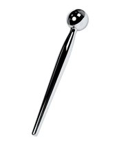 Серебристый уретральный плаг с ограничителем-шариком Metal - 9,5 см., цвет серебряный - Toyfa