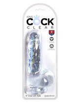 King Cock Clear 6 Cock with Balls Прозрачный фаллоимитатор с мошонкой на присоске, цвет прозрачный - Pipedream