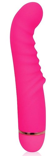 Розовый ребристый вибромассажер для стимуляции точки G - 15 см., цвет розовый - Bioritm