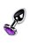 Серебристая коническая анальная пробка с фиолетовым кристаллом-сердечком - 7 см., цвет фиолетовый - Toyfa