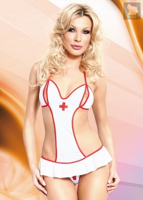Боди "Медсестра Lea" с юбкой, цвет белый, M-L - SoftLine Collection (SLC)