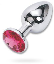 Анальная пробка Metal Silver 2,8 с кристаллом, цвет розовый - Luxurious Tail