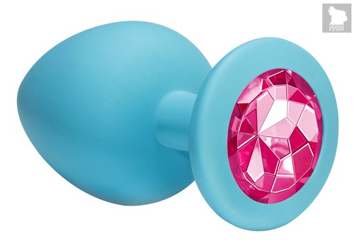 Большая голубая анальная пробка Emotions Cutie Large с розовым кристаллом - 10 см, цвет голубой - Lola Toys