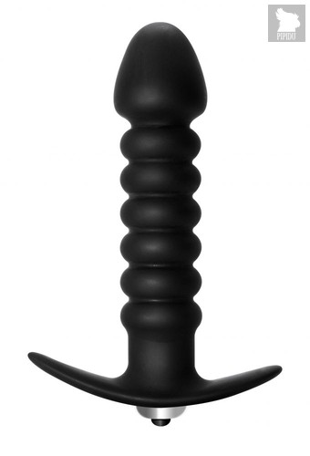 Чёрная анальная вибропробка Twisted Anal Plug - 13 см., цвет черный - Lola Toys