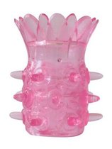 Розовая насадка на пенис с шипиками и лепестками - 6 см., цвет розовый - Bioritm