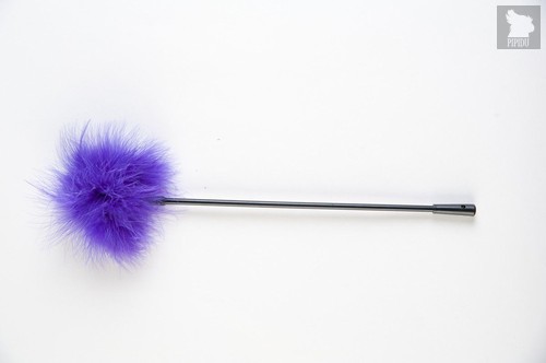 Щекоталка с фиолетовым пушком на кончике, цвет черный - Toyfa