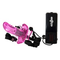 Стимулятор клитора на ремне с вибропробкой G-spot BUTTERFLY MASSAGER STRAP ON