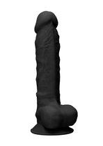 Черный фаллоимитатор Realistic Cock With Scrotum - 22,8 см., цвет черный - HOT