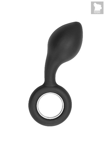 Анальный стимулятор No.63 Dildo With Metal Ring - 13,5 см, цвет черный - Shots Media