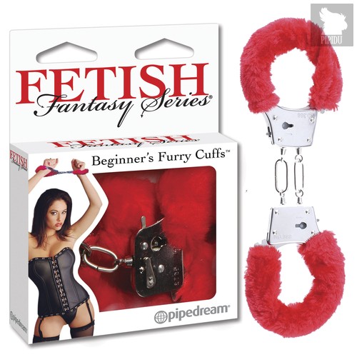 Наручники Fetish Fantasy Series Beginner's Furry Cuffs с искусственным мехом, цвет красный - Pipedream