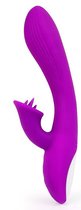 Фиолетовый рельефный вибратор-кролик QUEJOY - 25 см., цвет фиолетовый - A-Loving