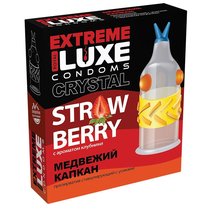Стимулирующий презерватив "Медвежий капкан" с ароматом клубники - 1 шт., цвет прозрачный - LUXLITE