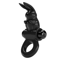 Черное эрекционное кольцо со стимулятором клитора в виде кролика Exciting ring, цвет черный - Baile