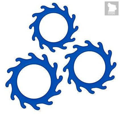Набор из 3 синих эрекционных колец Renegade Gears, цвет синий - NS Novelties
