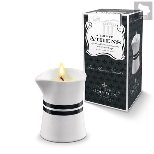 Массажное масло в виде малой свечи Petits Joujoux Athens с ароматом муската и пачули - Mystim